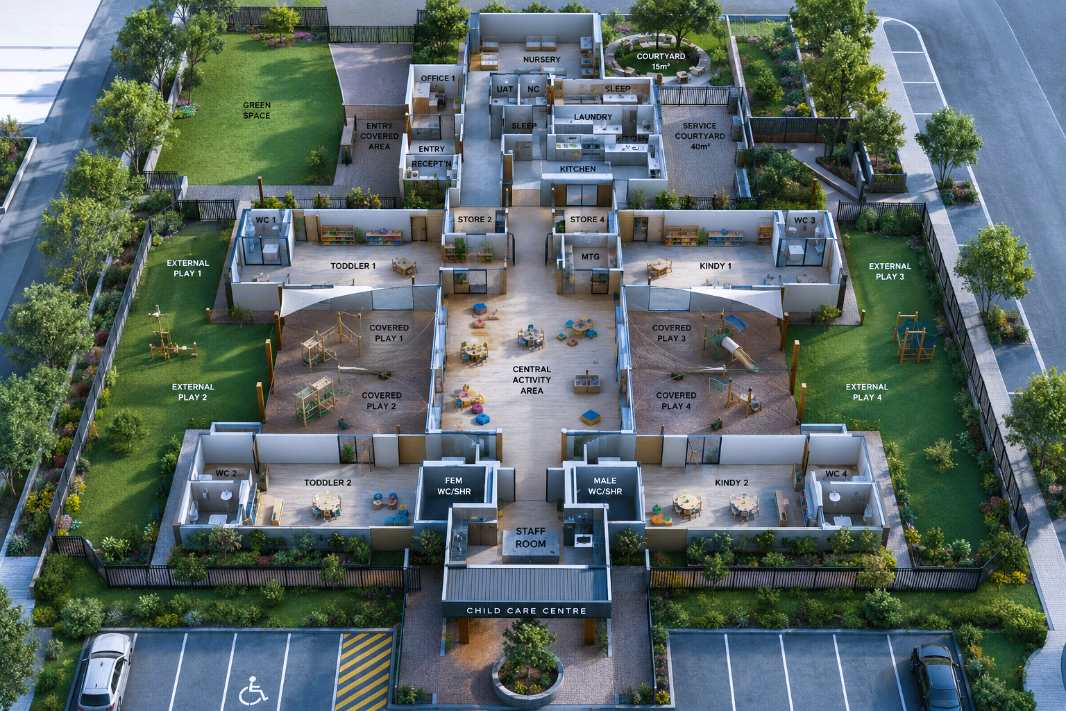CHILDCARE CENTRE &amp; STAFF HOUSING