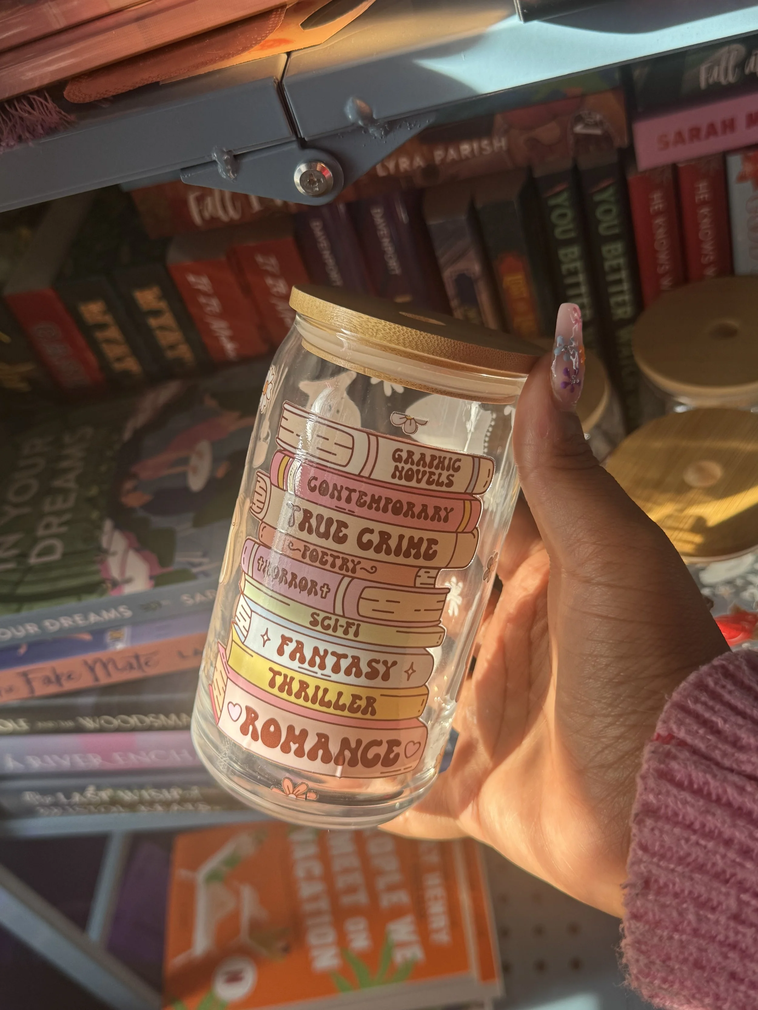 endless tbr stack drinking glass