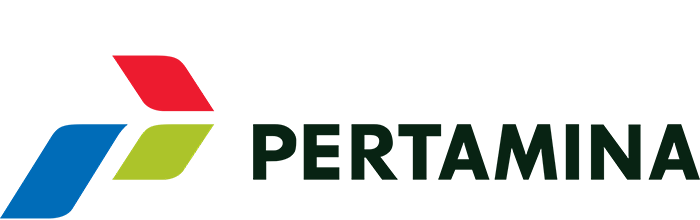Pertamina logo with a stylized flame design in red, green, and blue, alongside the text "PERTAMINA" in black.