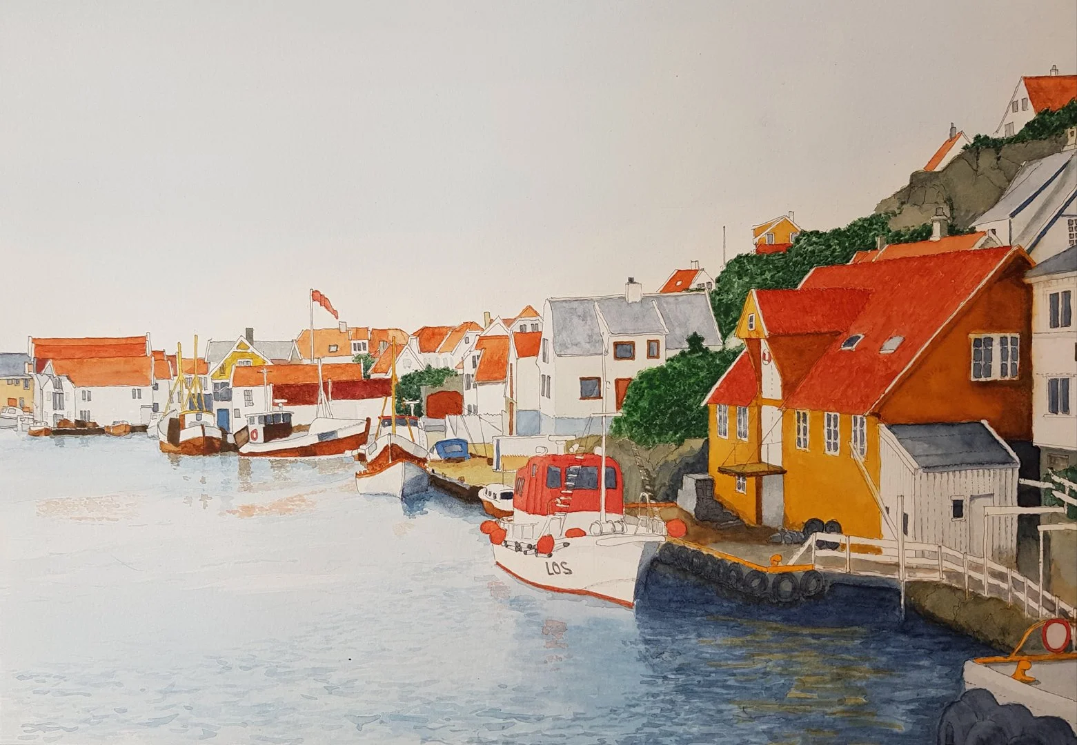 Skudeneshavn, 30 x 40 cm, akvarell, 2020