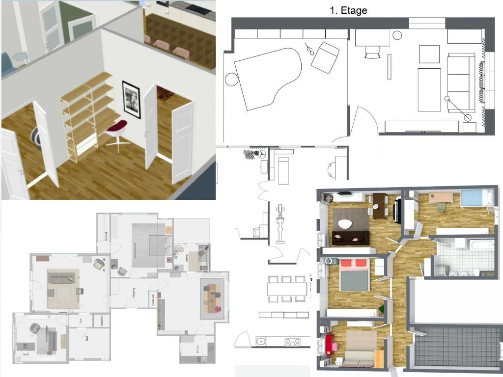 Grundrissideen, Möblierungspläne, Vorschläge für eine optimale Raumaufteilung nach Online-Einrichtungsberatung von Catherine Hug