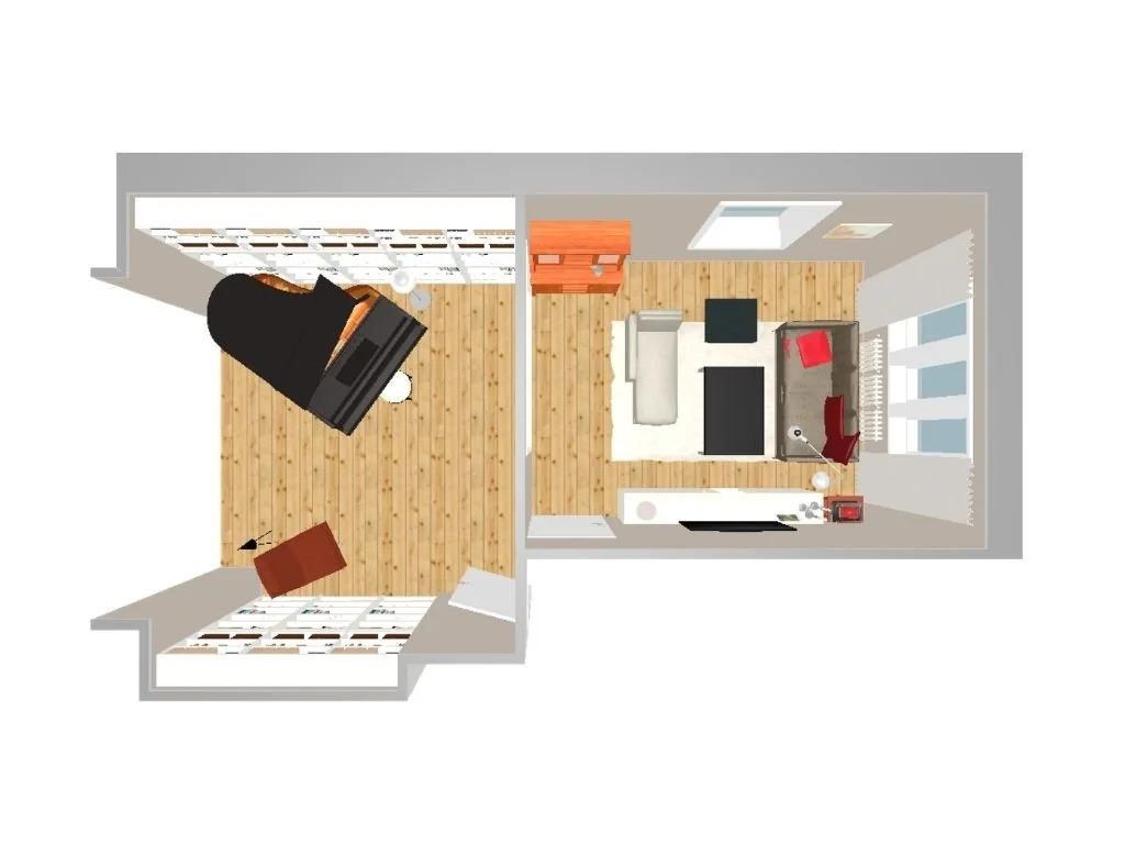 Wohnzimmer Ideen mit Regalen und Flügel nach Einrichtungsberatung