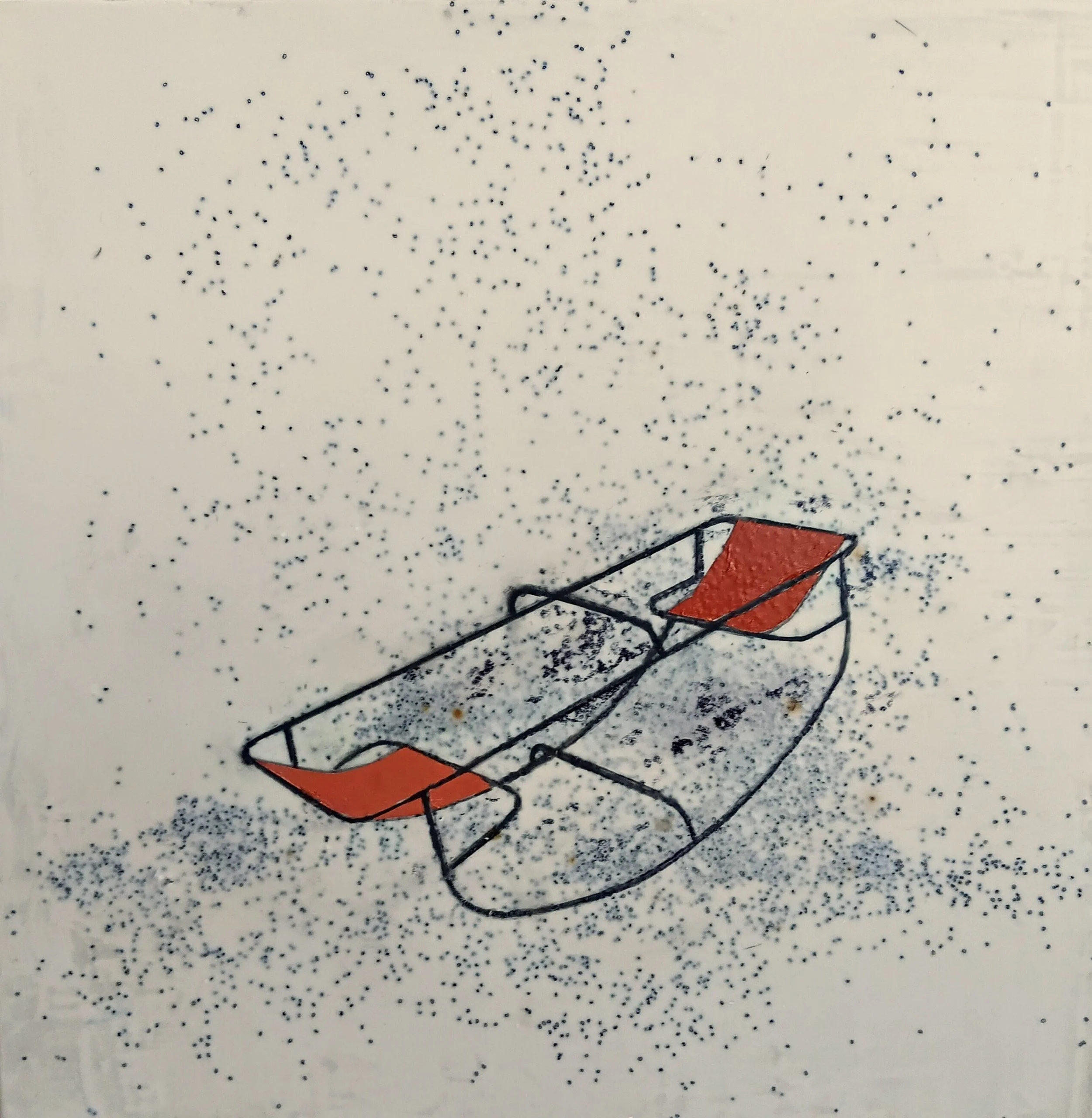 Seesaw mixed media work