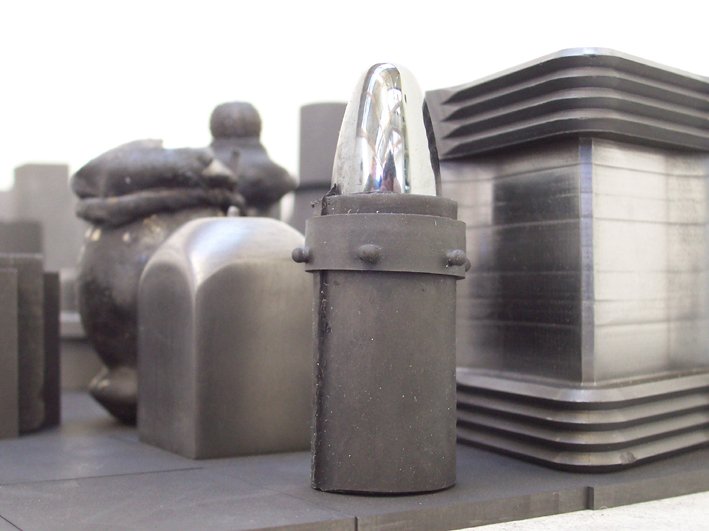 carbon chess pieces sculpture