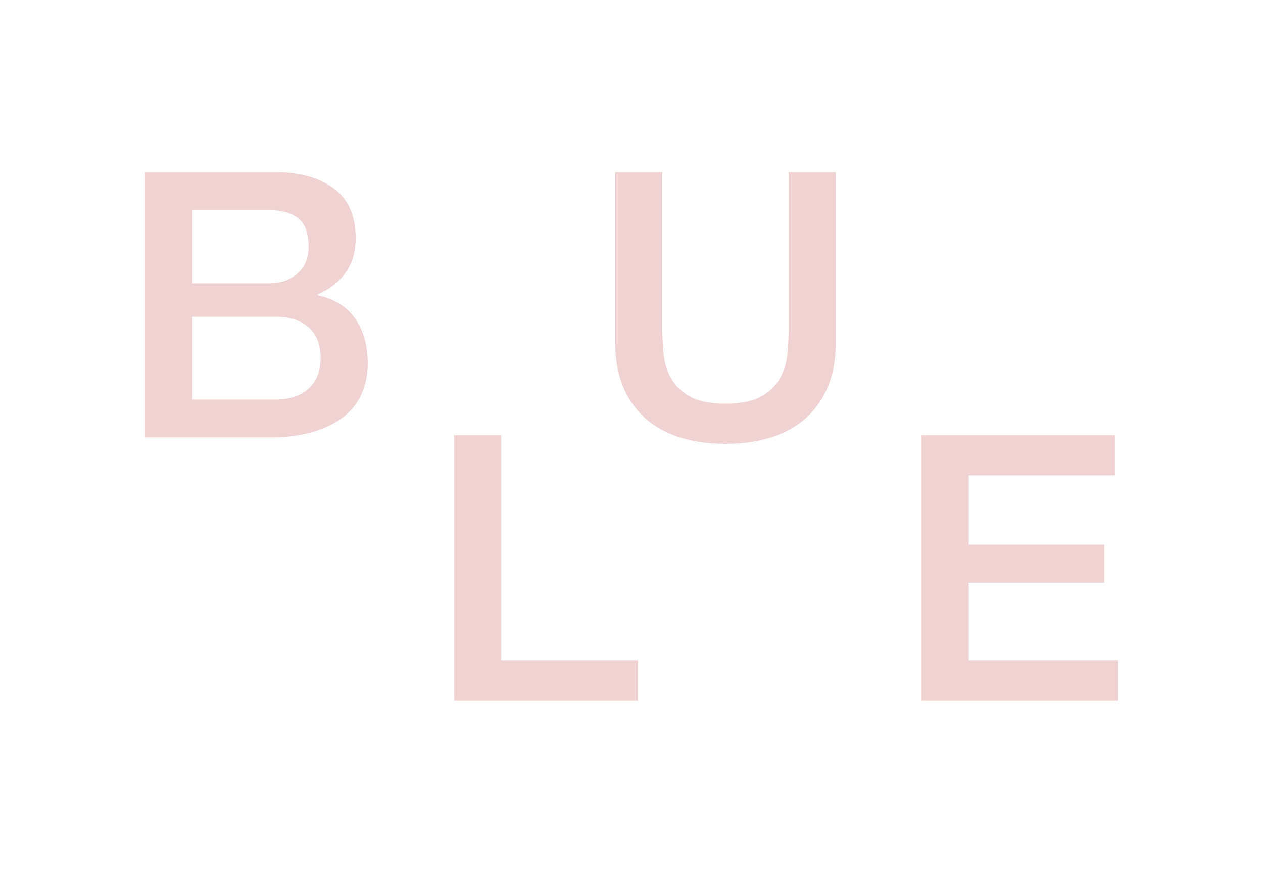 BLUE logo in blush on white background