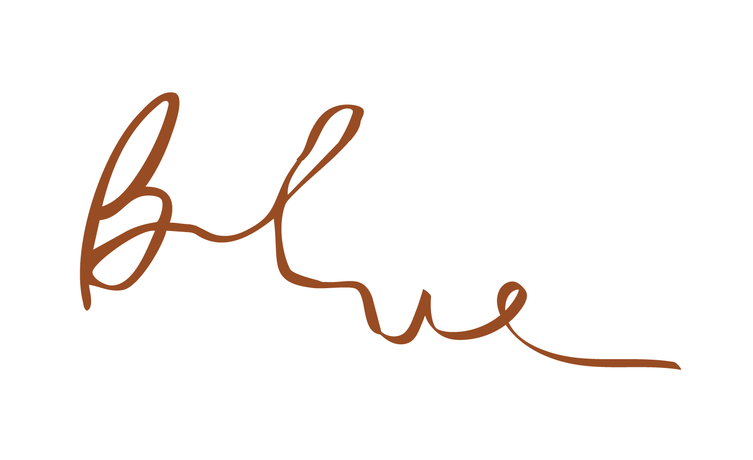 Blue logo in a handwritten font.