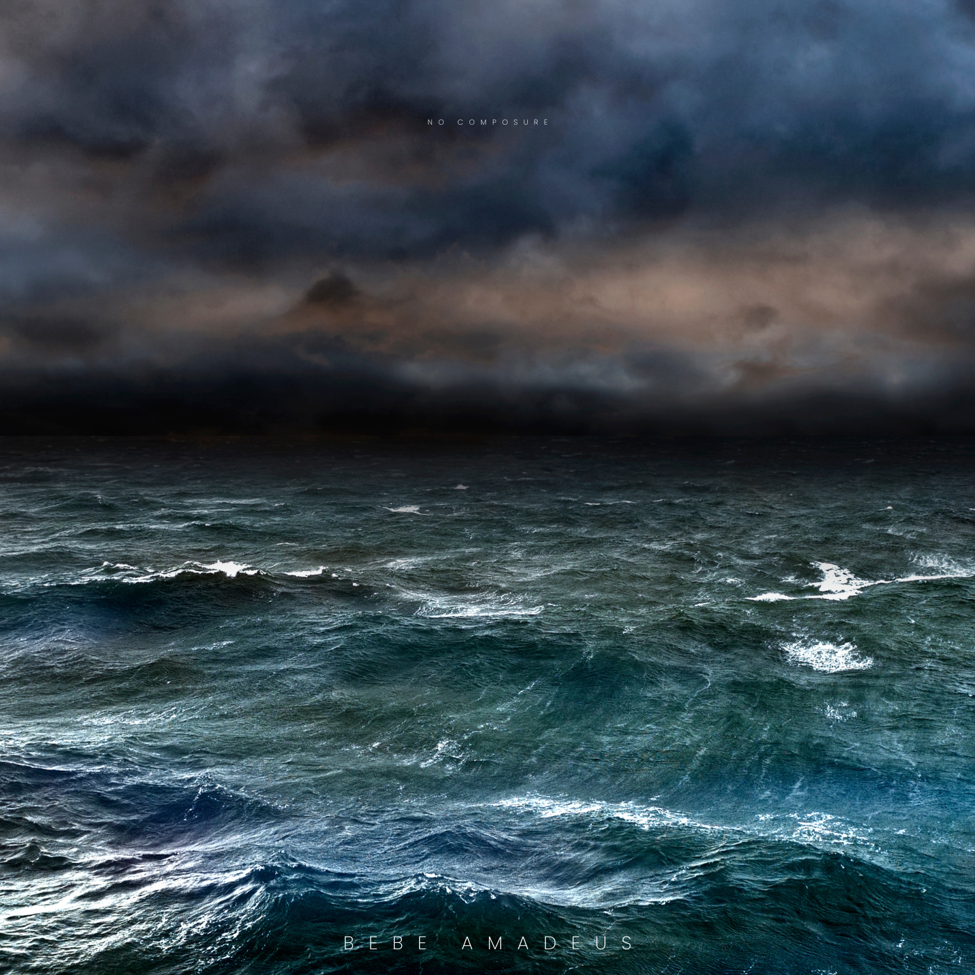 Dark stormy clouds over rough ocean water