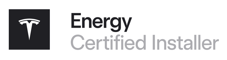 Logo de Tesla con texto 'Energy Certified Installer'