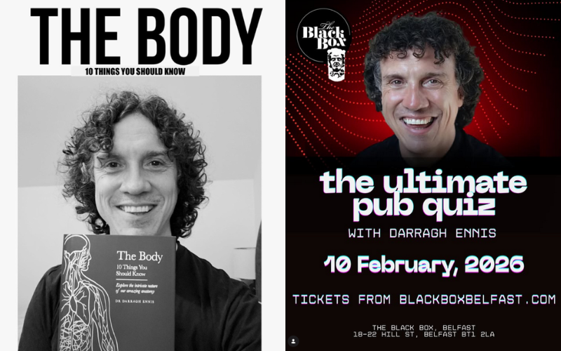 Darragh Ennis book The Body and Ultimate Pub Quiz promotional posters, represented by Bold Management