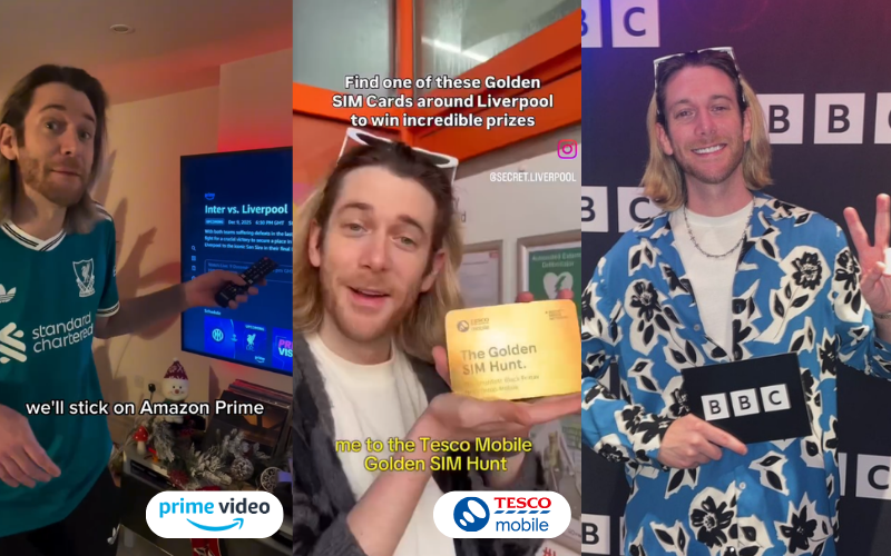 Dylan Evans brand partnership with Prime Video and Tesco Mobile, represented by Bold Management