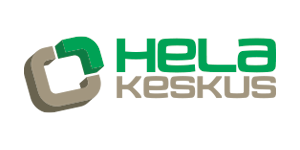 Hela Keskus logo with green and grey text and a chain link graphic.