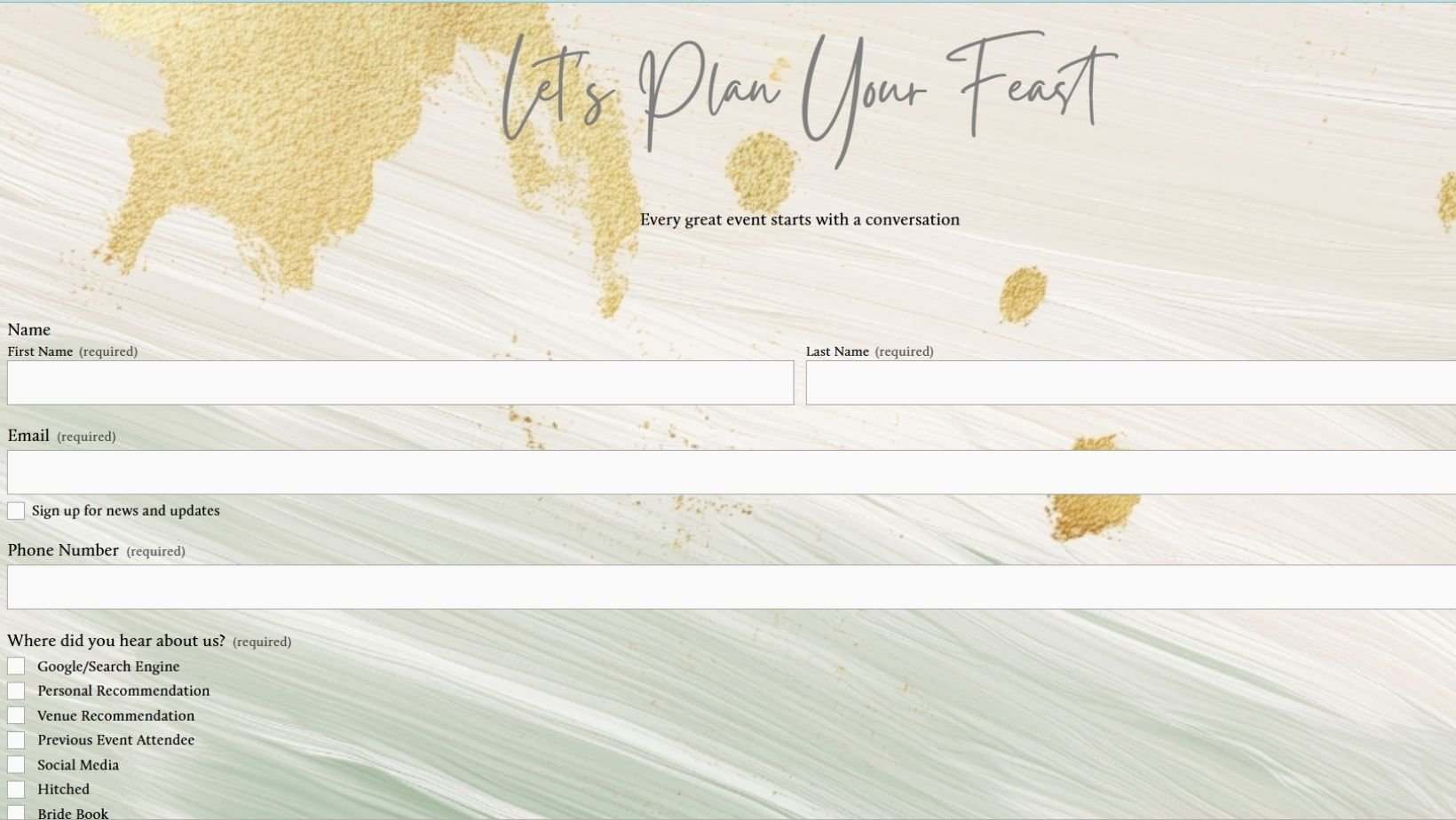 Website enquiry form for service business