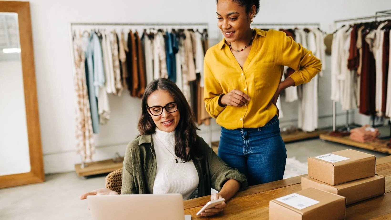 Small business owner reviewing website performance