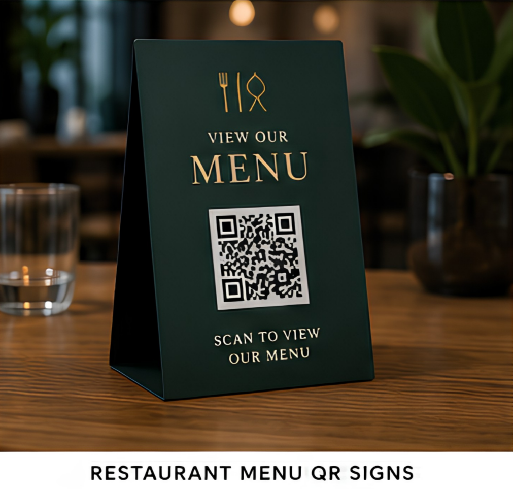 Restaurant Menu QR Signs.

Display your menus digitally without constantly reprinting them. Perfect for cafés, restaurants, bars and food vendors wanting to update menus, specials or seasonal offerings instantly.