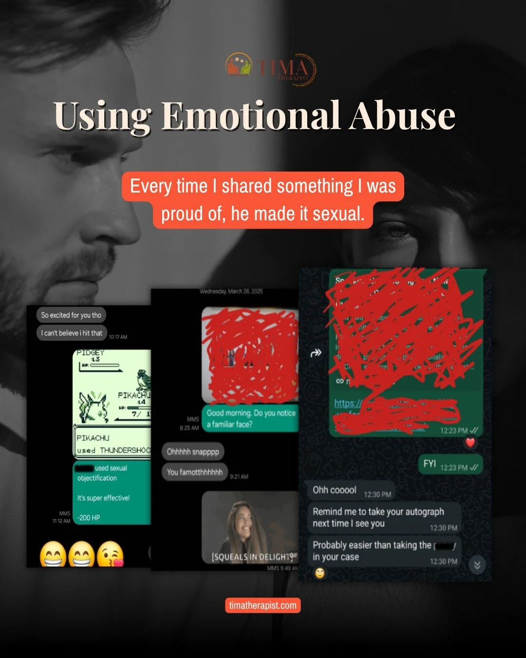 Emotional abuse works slowly.
 
He never called it abuse. Neither did I, not at first.
 
But when every accomplishment I shared was met with a sexual remark instead of acknowledgment, I stopped sharing.
 
When I was called psycho, crazy, dramatic, an