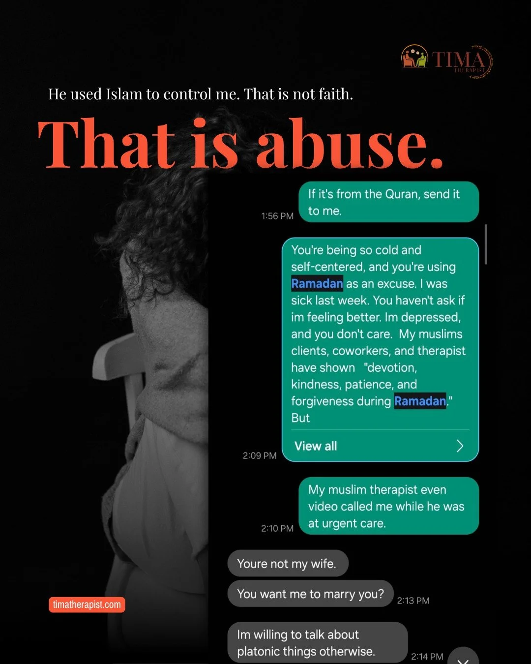 I came back to him the first time because he used religion to explain his secrecy.
 
I had worked with Muslim clients for years. I understood the internal conflict. I gave him grace he didn't deserve.
 
Over the course of our relationship, he used Is