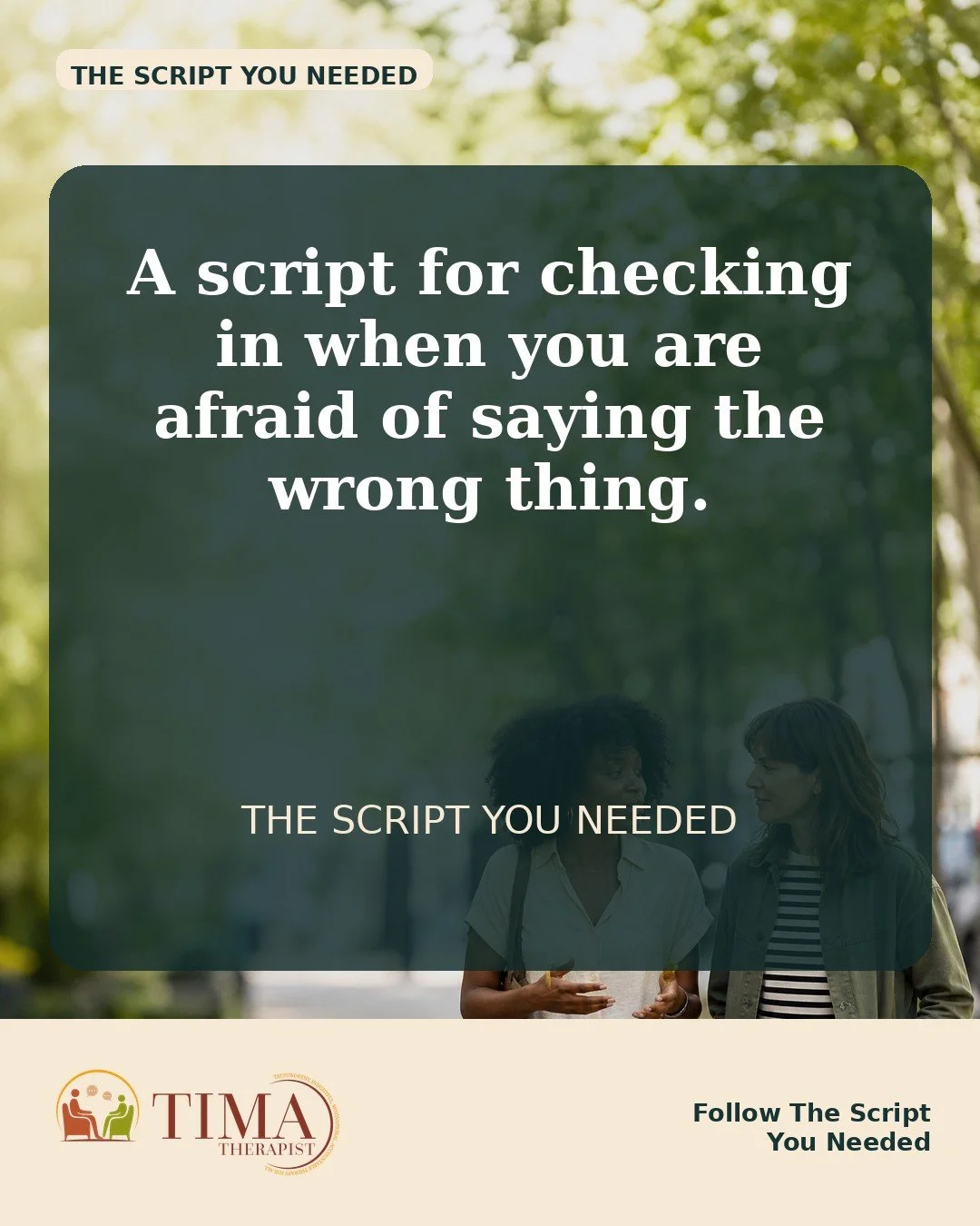 You do not need a perfect speech to show someone they matter. A specific, low-pressure check-in can make connection feel safer than a broad &ldquo;let me know if you need anything.&rdquo;

Save this for the next time you want to reach out but freeze 