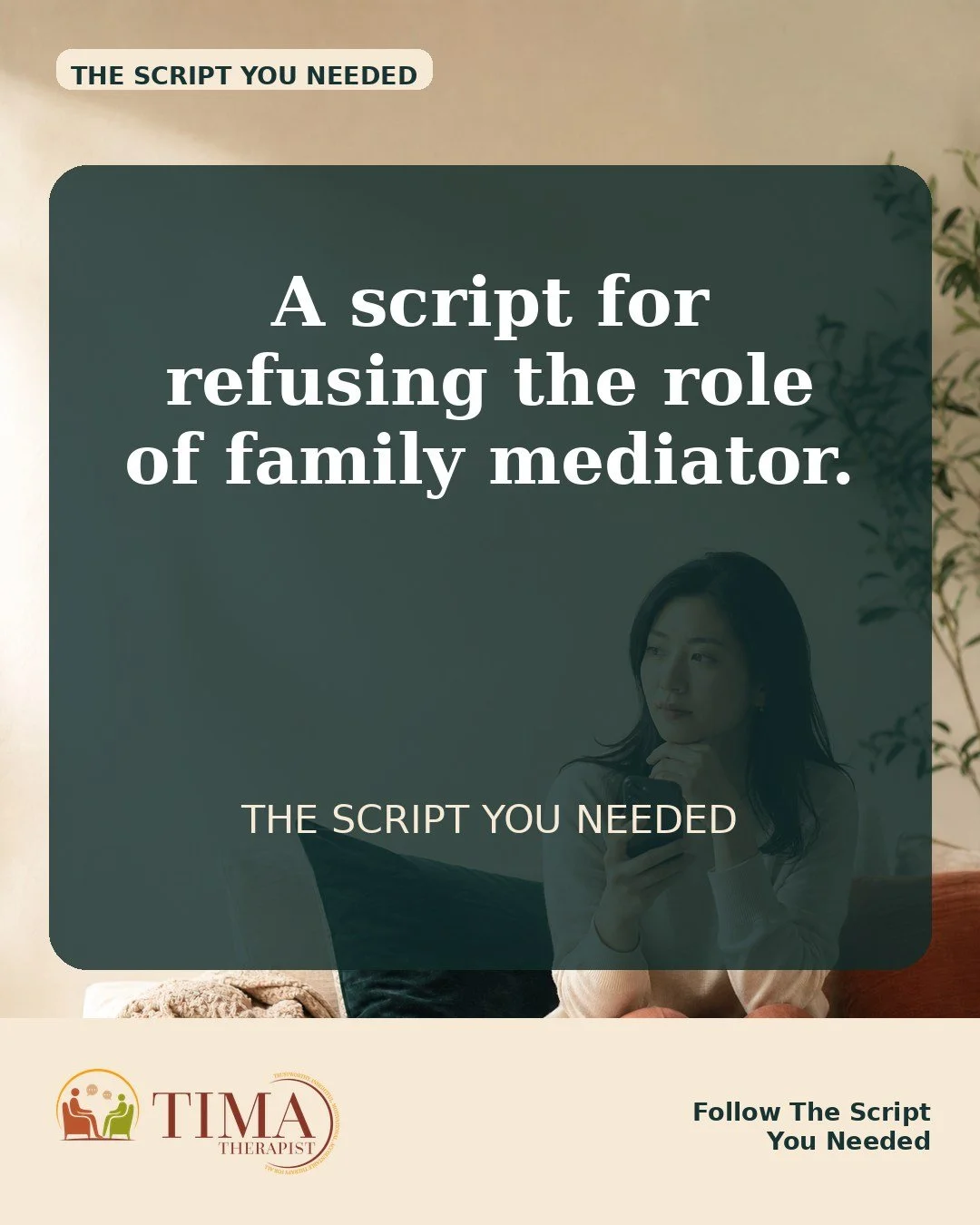 Being &ldquo;the peacekeeper&rdquo; can make you feel essential. It can also make every conflict feel like your job.

You are allowed to care without becoming the bridge everyone walks across.

Follow The Script You Needed for language that protects 