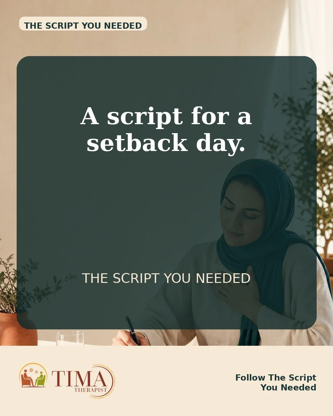 A setback day can make old all-or-nothing thoughts feel convincing.

Try to make the next choice kind, specific, and small. You do not need to solve your whole life from inside one difficult moment.

Follow The Script You Needed for words that keep o