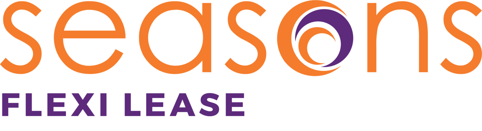 Logo for Seasons Flexi Lease with the brand name in orange and purple colors.