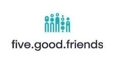 Logo with five stylized figures and the words 'five.good.friends' underneath