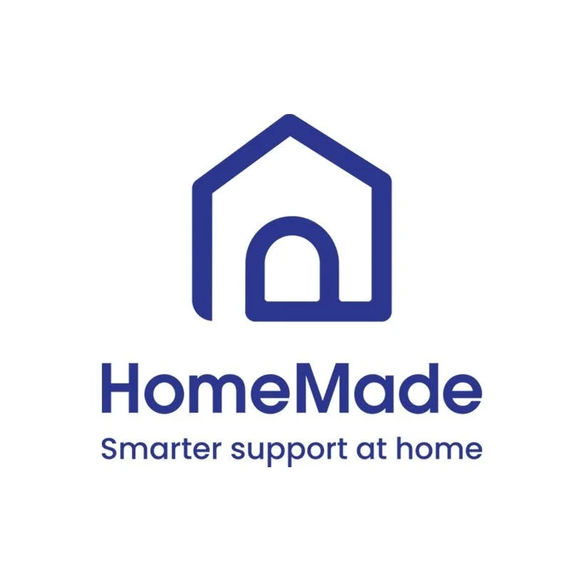 HomeMade logo with a stylized house icon above the text 'HomeMade' and the tagline 'Smarter support at home'.