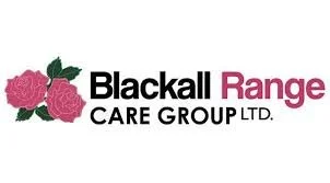 Logo of Blackall Range Care Group Ltd. with pink roses and black, pink, and white text.