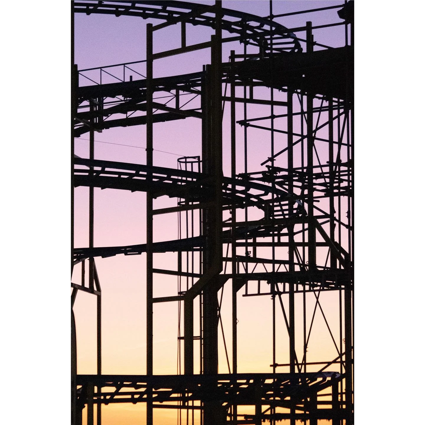Bit of a departure from my usual fare, but I do love some strong lines and playing with patterns. This is the rollercoaster at the end of Brighton pier after sunset.

#abstract #brighton #lines