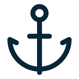 A navy blue anchor symbol against a black background.