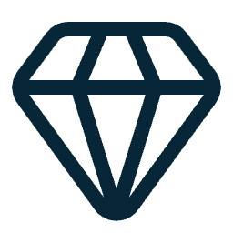 Line drawing of a diamond gemstone.