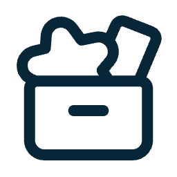 Icon of a box filled with crumpled paper or packing material.