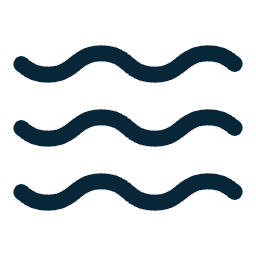 Three wavy lines stacked vertically, representing water or waves.