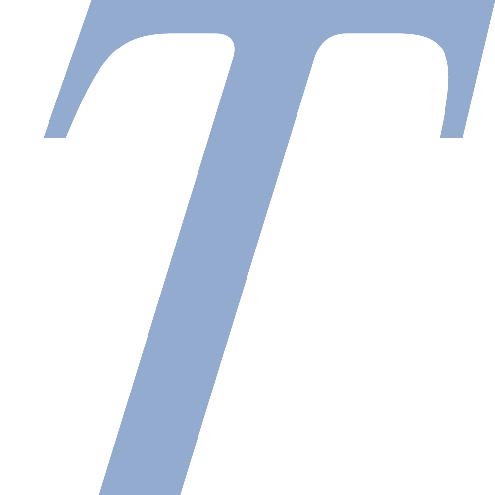 Buchstabe T in hellblau