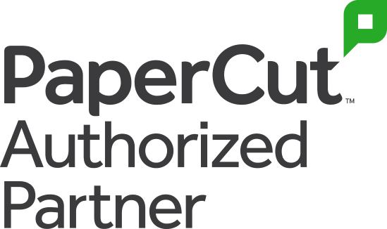 Logo for PaperCut with the text 'Authorized Partner'