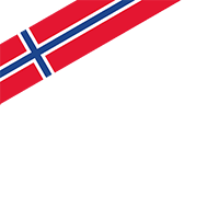 The flag of Norway with a red background, blue cross outlined in white.