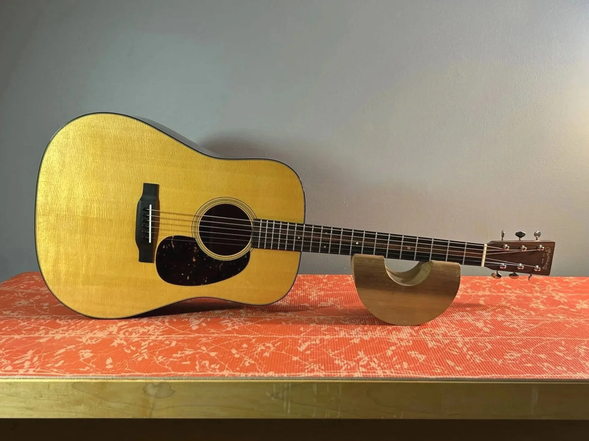 A Martin D-18 acoustic guitar