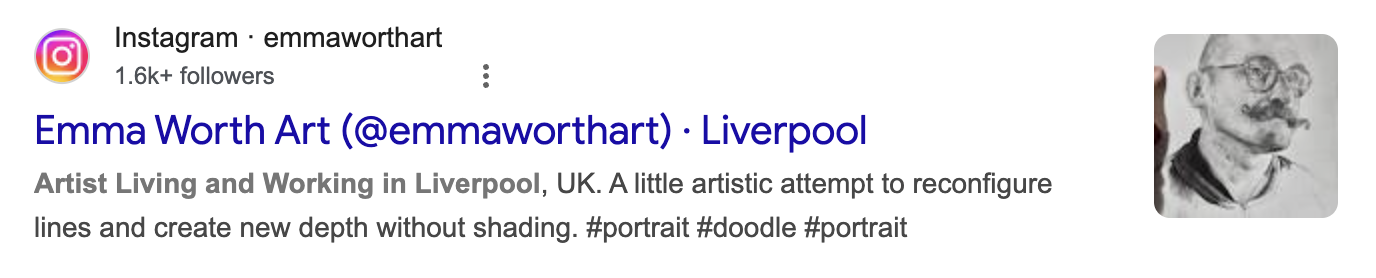 artist SEO social media result example