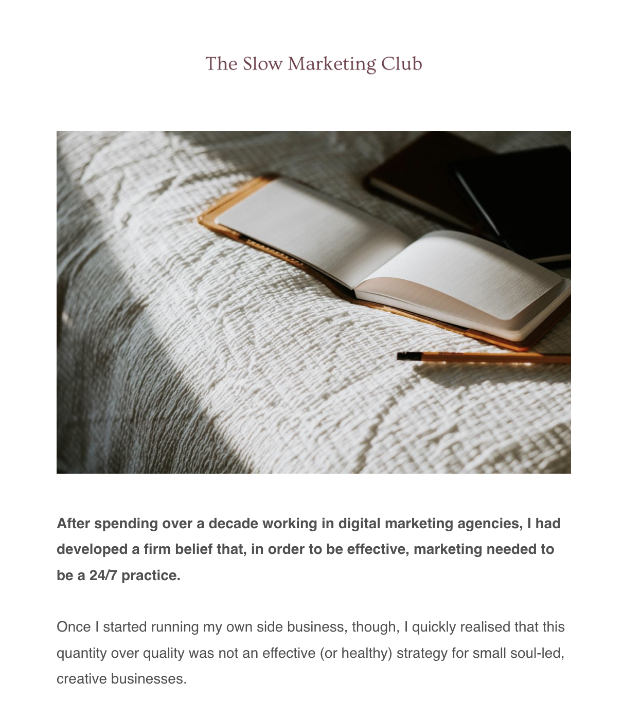 The Slow Marketing Club Newsletter 1