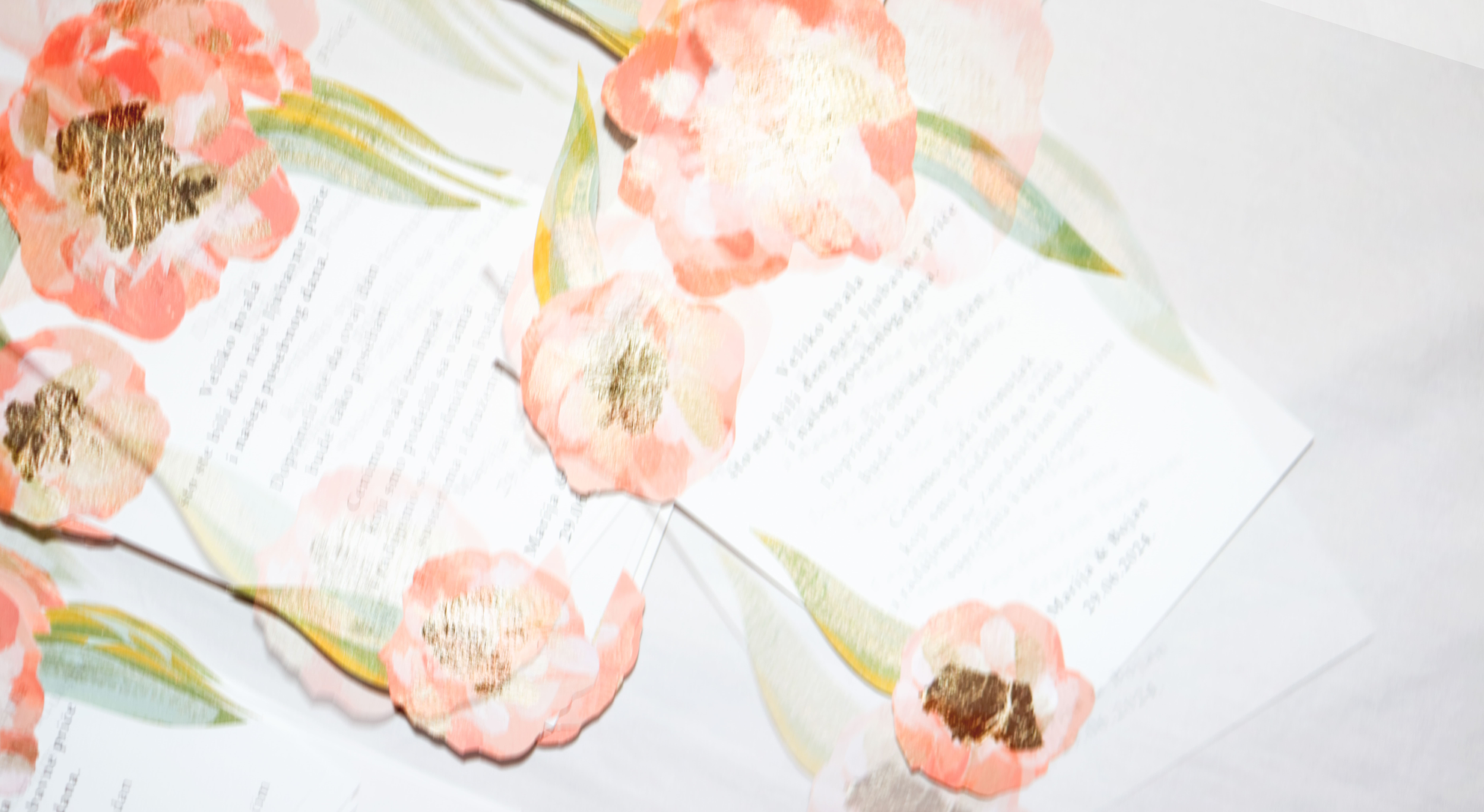 Hand painted luxury wedding invitation suite with hand - painted flowers