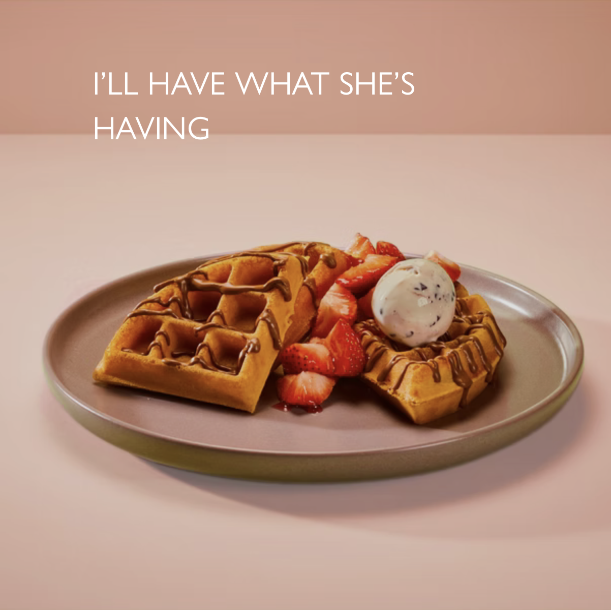 American Waffle 912 kcal 9.95 | Crepe 684 kcal 9.75
Fresh strawberries, warm milk chocolate sauce, strawberry
syrup, stracciatella gelato.
Vegan & very low gluten option available.