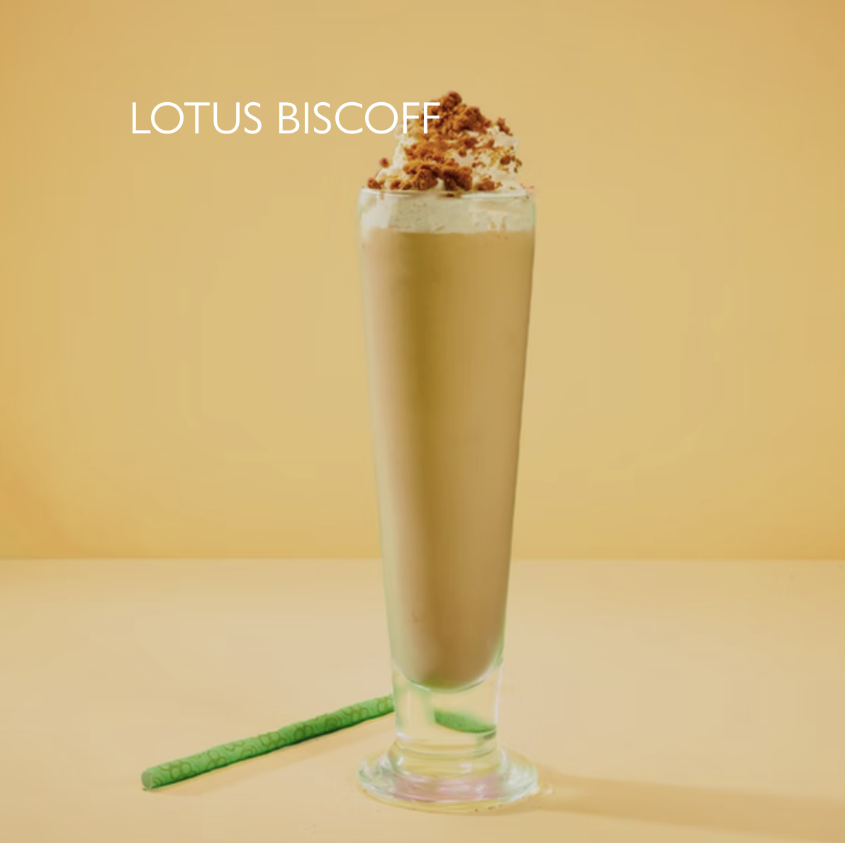 LOTUS BISCOFF 6.50
Vanilla gelato, Biscoff sauce, Biscoff crumbs. 607 kcal
Vegan option available.
