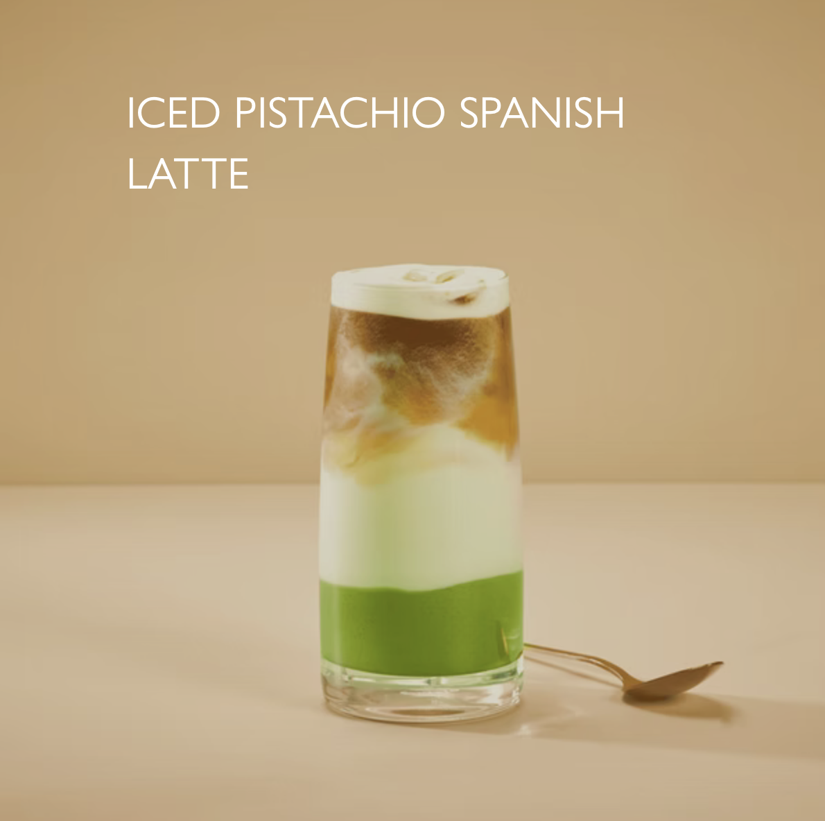 ICED PISTACHIO SPANISH LATTE 5.50
Pistachio sauce, steamed milk, condensed milk, ice. 481 kcal