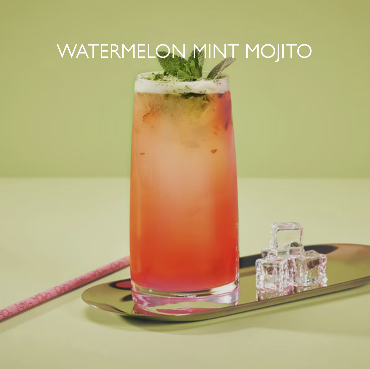 WATERMELON MINT MOJITO 4.95
Watermelon syrup, fresh mint, lime, sparkling water. 101 kcal