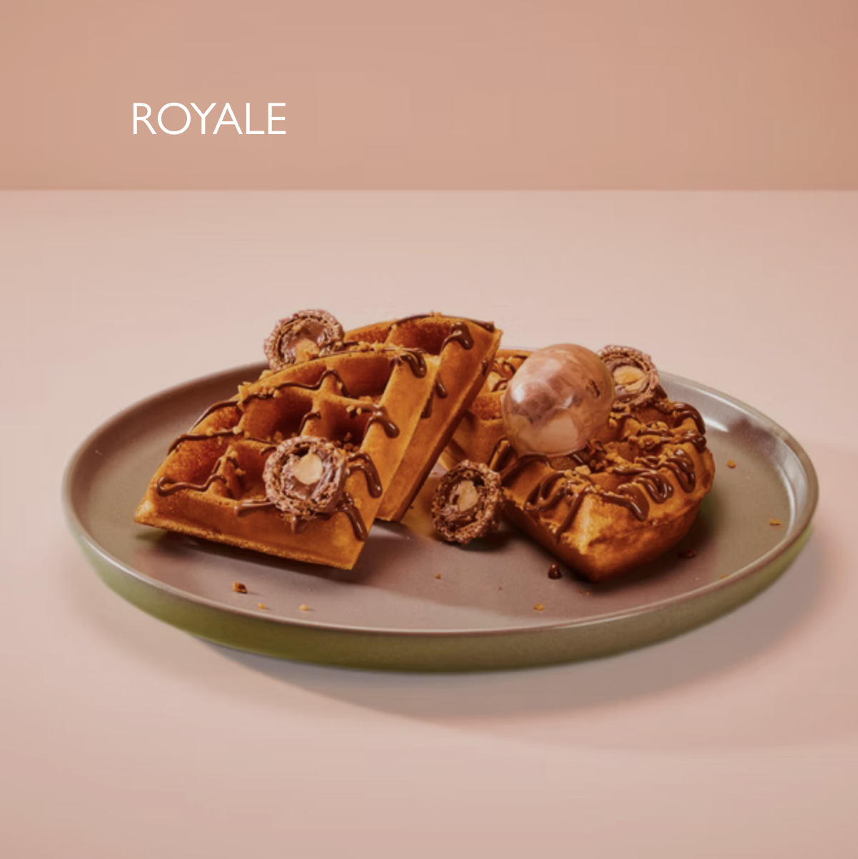 9.75
Nutella, Ferrero Rocher, cocoa hazelnut gelato.American Waffle 978 kcal 9.95 | Crepe 750 kcal 
Very low gluten option available.