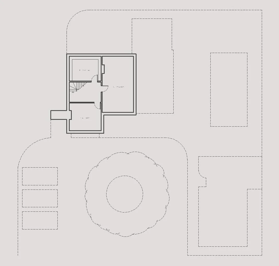 Architectural design sketch for a wine cellar, home gym and plant room in the basement.