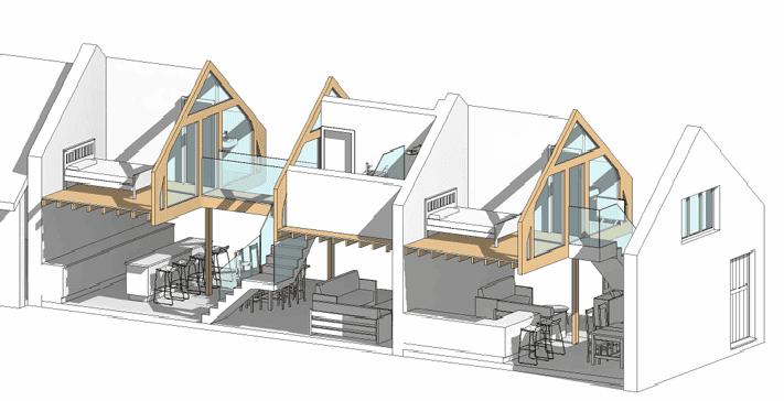 3D design sketch of a barn conversion