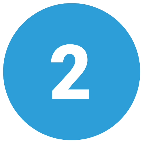 Blue circular button with the number 2 in white text.
