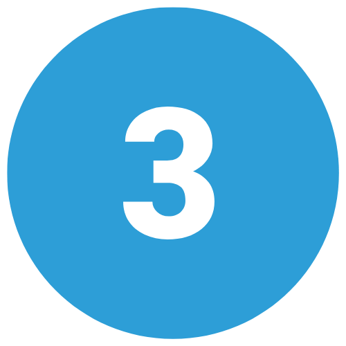 Blue circular icon with the number three in white.