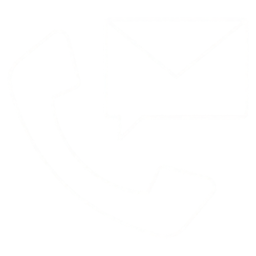 Outline of a telephone receiver and a speech bubble with an envelope icon inside, representing a call and message or email.