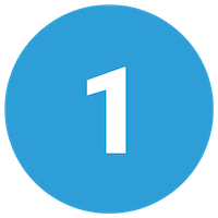 Blue circular icon with the number one in white.